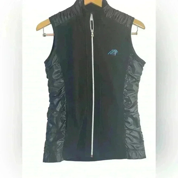 Women’s Cutter & Buck Carolina Panthers Black Fleece Full Zip Vest  XS Fan Gear - Picture 1 of 7